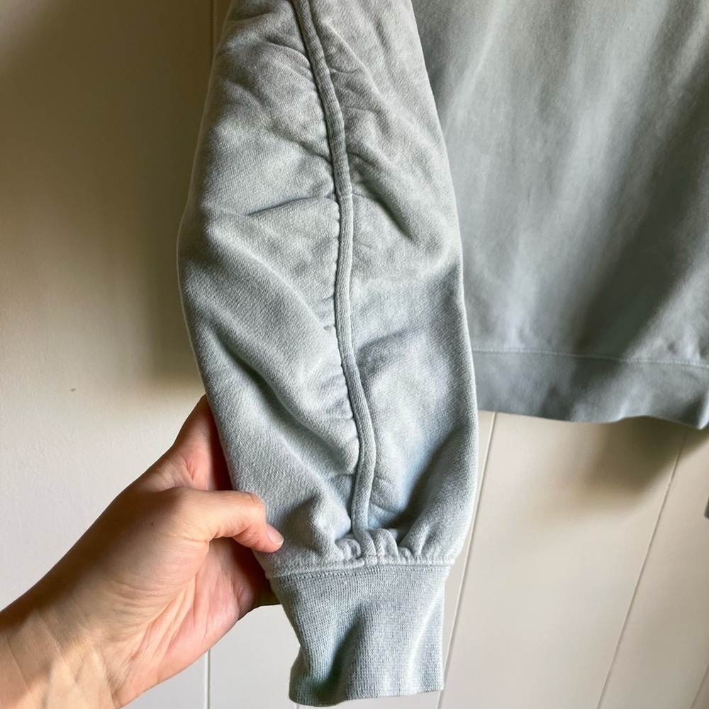 Rails Hilda Light Seafoam Blue Green Gathered Sleeve Cropped Sweatshirt Sz XS - Picture 7 of 10